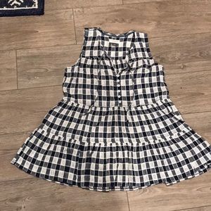 Anthropologie Navy and White Gingham Tiered Top